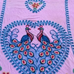Vintage Chenille Bedspread **double peacock**